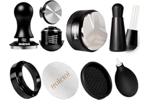 troletoi 7 PCS Espresso Accessories Kit: 53.3mm Espresso Tamper, Coffee Distributor, Puck Screen, Dosing Funnel and WDT Tool Espresso Machine Accessories, Barista Tools for 54mm Portafilters