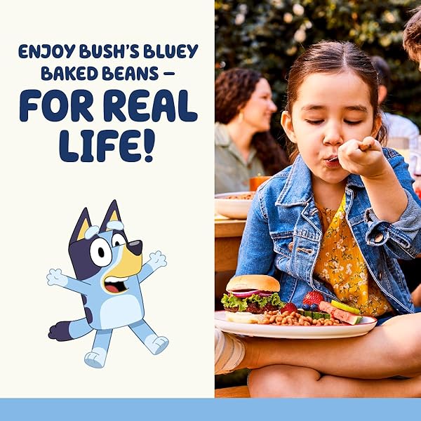 BUSH’S BEST 15.8 OZ CANNED BLUEY ORIGINAL BAKED BEANS, SOURCE OF PLANT BASED PROTEIN AND FIBER, LOW FAT, GLUTEN FREE, (BLUEY), (PACK OF 12)