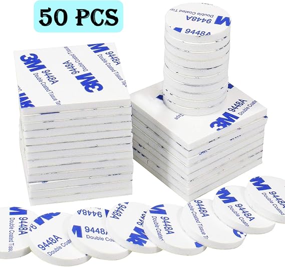 50 Pcs Double Sided Sticky Pads, Self Adhesive Pads Strong Foam Pads