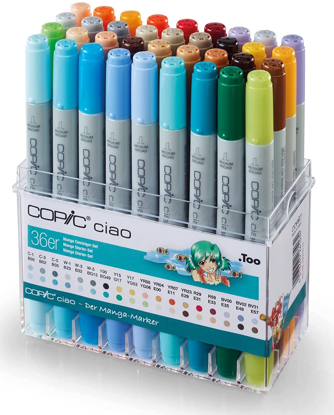 COPIC Ciao Drawing Marker Pens Manga Colours Pack of 36