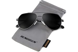 HENGOSEN Classic Aviator Sunglasses for Men Women, Pilot Polarized Square Sunglasses with UV 400 Protection