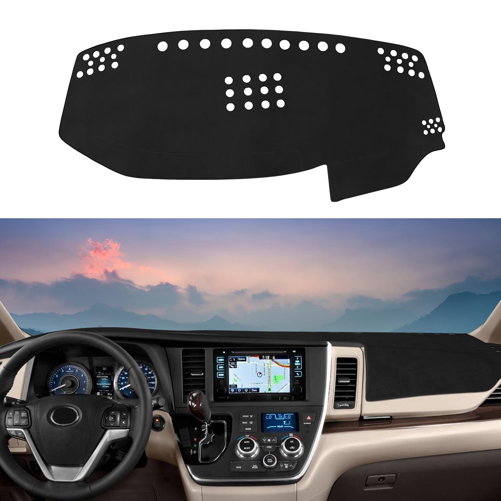 Photo 1 of Rilsen Dashboard Cover Mat Custom Fit for 2015 2016 2017 2018 2019 2020 Toyota Sienna Dash Cover Nonslip Dash Mat Protector Sunshade No Glare Black