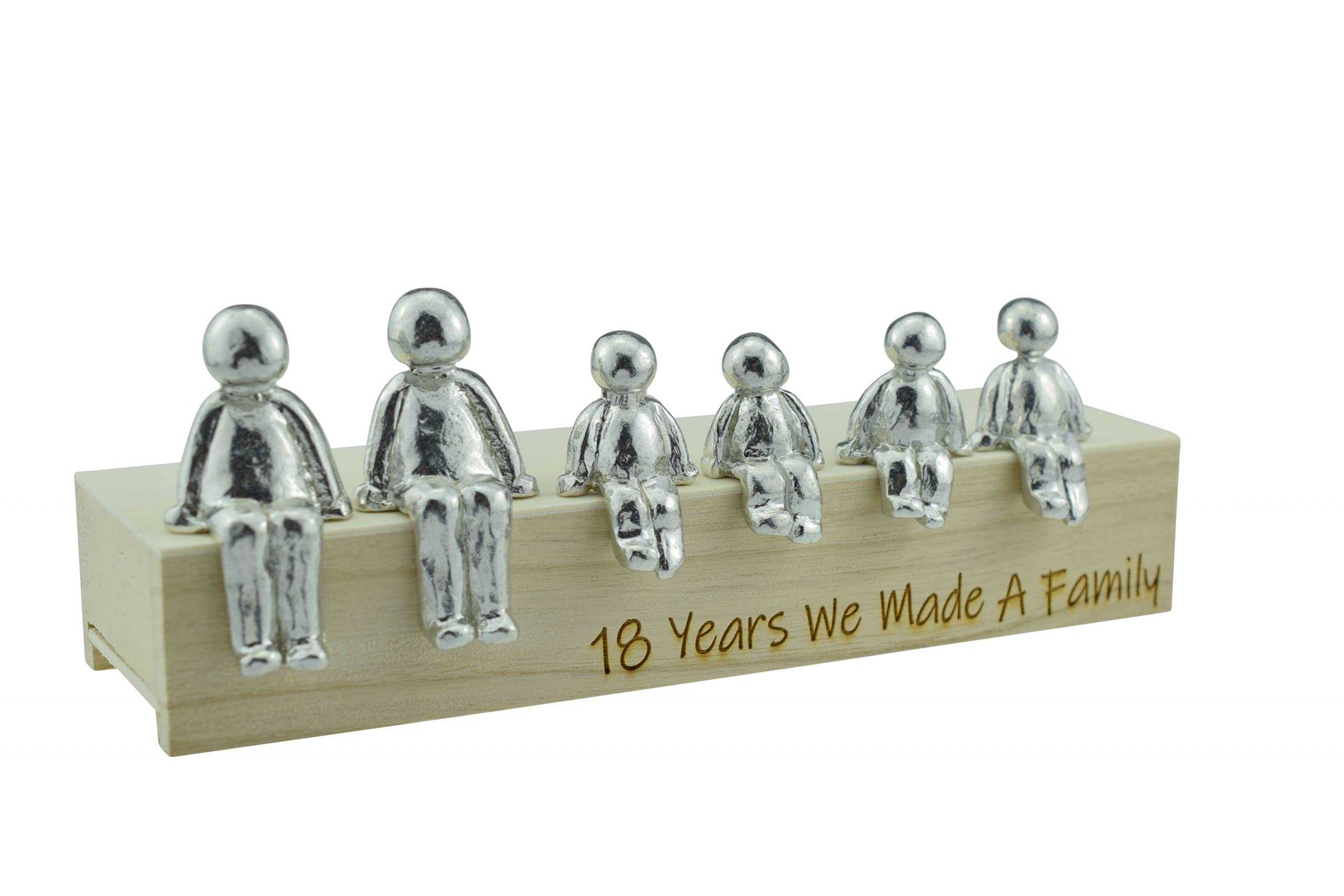 Pirantin 18th Anniversary Idea - 18 Years We Made A Family Metal Ornament - Choose Your Family Combination Box & Woodgrain May Vary(4 Children)