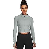 CADMUS Butterluxe Women's Workout Jackets Long Sleeve Full Zip Slim Fit Sportswear Crop Tops Thumb Holes for Running