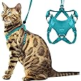 Houdini™ Escape Proof Cat Harness and Leash Set by OutdoorBengal for Walking Cats and Kittens (Turquoise, Large Cat)