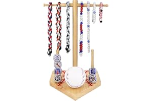rain bunny Wooden Baseball or Softball Drip Necklace Organizer Holder, Baseball Ball Display Stand, Championship Ring Display Holder, Sports Ring Holder, Necklace Baseball Display Gift (Natural)