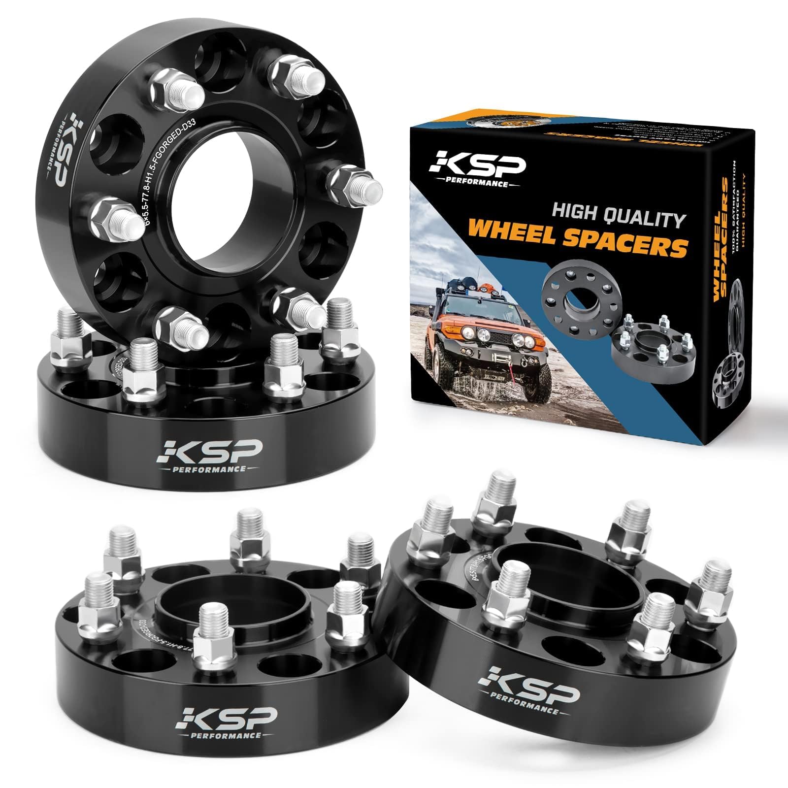 Photo 1 of KSP 6X5.5 Wheel Spacers for Ram 1500 2019-2024,1.5"(38mm) Real Forged Hub Centric Tire Spacer with 77.8mm Hub Bore M14x1.5 Studs/Bolts fit for 6X139.7mm Dodge Ram 1500,Package of 4pcs Black
