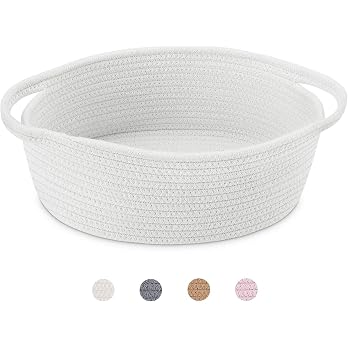 White ABenkle woven rope basket with handles