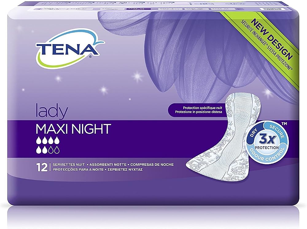 TENA Lady Discreet Protect+ Maxi Night 12 Packs of 6 Total 72 Pads