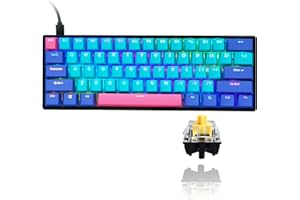 GUFFERCTY KRED GTSP Gk61 60% Mechanical Keyboard Gaming Custom SK61 Hot Swappable 60 Percent with PBT Keycaps RGB Backlit NKRO Type-C Cable for PS4 (Gateron Optical Yellow, Joker)