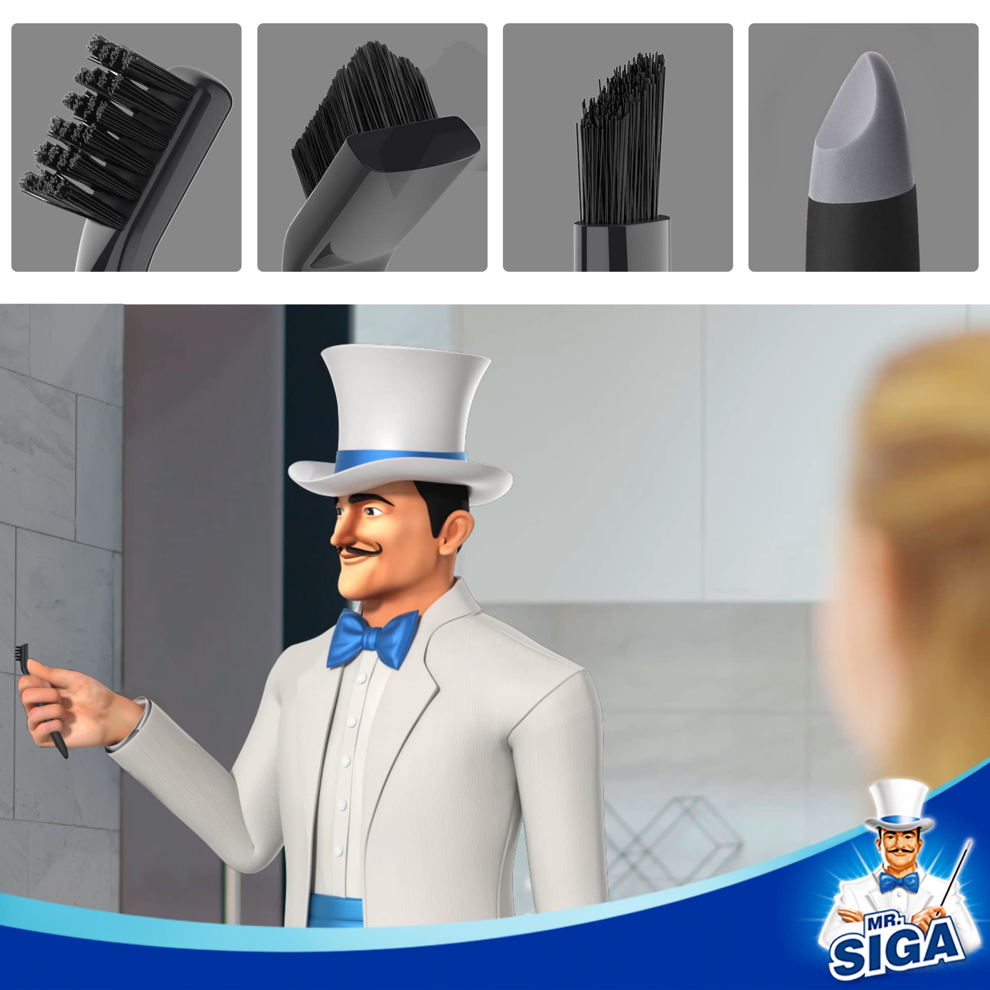 MR.SIGA Grout Brush Set Cleaning Brush for Deep Cleaning for Household, Bathroom, Kitchen, Tiles, Window Frames