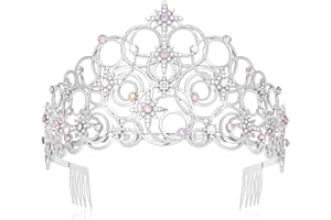 Uintoon Princess Crown Tiaras for Women Girls, Silver Bubble Tiara Crystal Queen Crown Headband, Prom Birthday Party Wedding Halloween Costume Accessories for Women