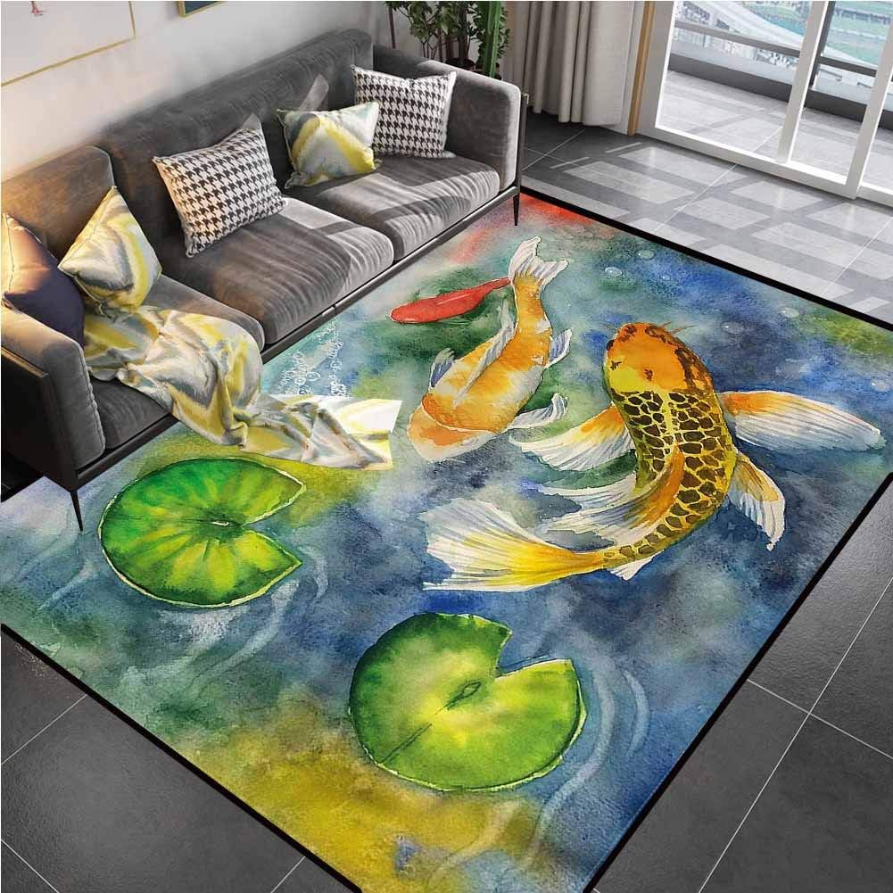 Area Rug Rugs Print Large Floor Mat Koi Fish, Oriental