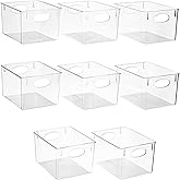 Sorbus Large Clear Plastic Storage Bins for Shelves, Clothes, with Handle - Clear Storage Bins, Drawer, Shelf, Closet, Pantry, Fridge, Freezer Organizer Bins, Closet Organizers and Storage (8 pack)