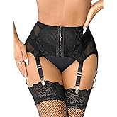 Lace Garter Belts for Thigh Highs Plus Size Suspender Belt Garter Belt Set Sexy Garters Lingerie with 6 Strap Slip