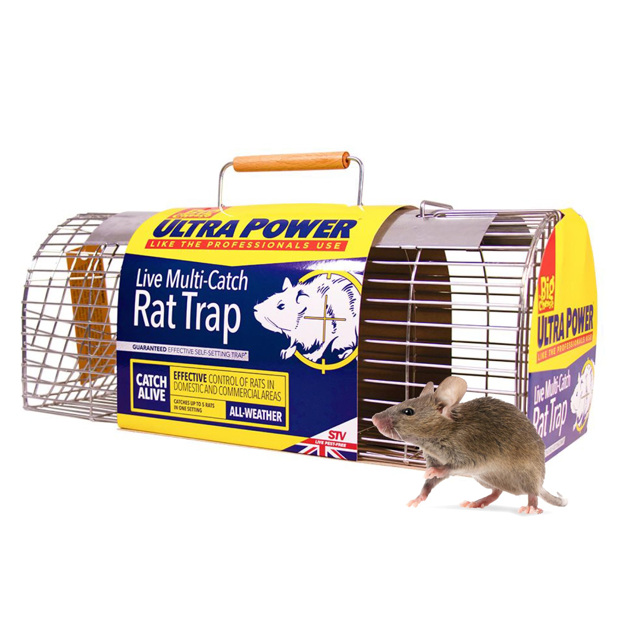 The Big Cheese Free to Go Multi-Catch Rat Cage Trap Poison-Free Welfare Friendly British Grain Safe Around Children and Pets Monitor Infestations Self-Setting