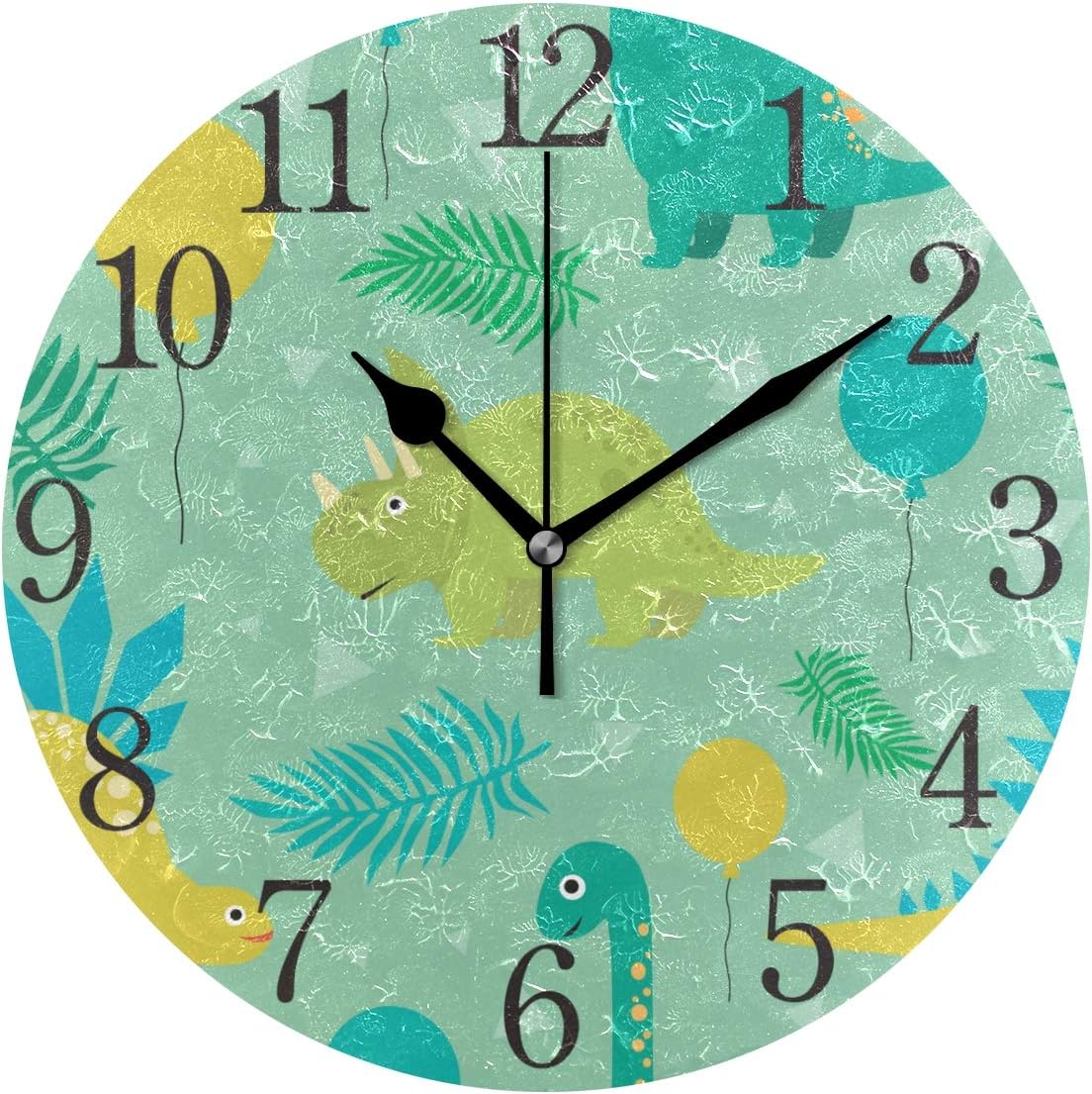 ISAOA 9.5 Inches Modern Wall Clock,Rose Gold Marble Silent Non-ticking Round Desk Clock Cube Clock for Bedrooms,Kids,Living Room,Kitchen (Green 2)