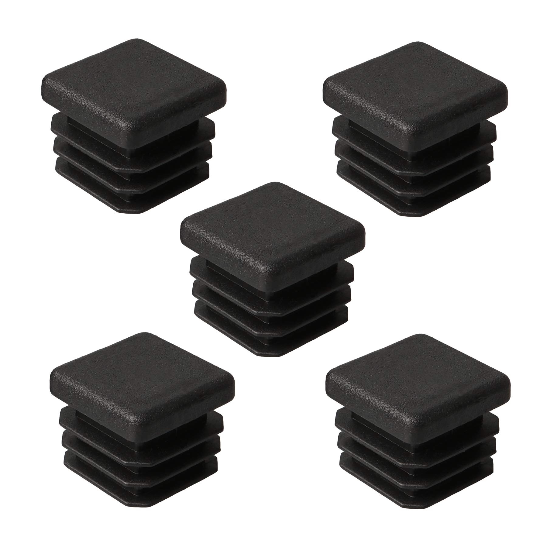 YEYIT 24Pcs Square Plastic End Caps (20mmx20mm) Black Inner Plugs Square Ribbed Tube Anti-Slip Mat Tube Caps Insert Pipe Plugs For Tables Desks Chairs Bed Furniture Foot Plug Steel Pipe Cover