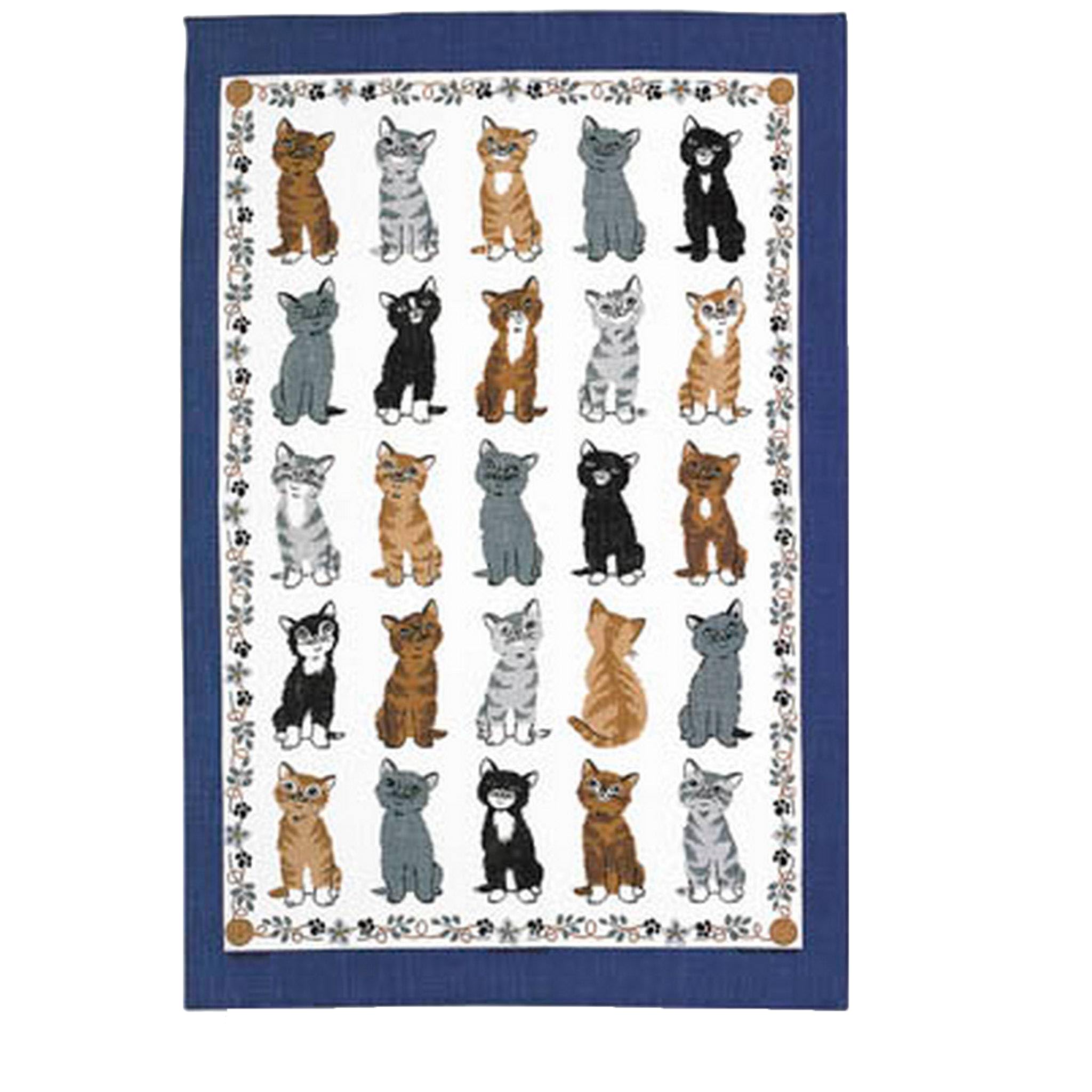 Ulster Weavers - Cute & Vintage Cats Tea Towel (74 x 48cm) - 100% Cotton - Washable - Navy Blue Dish Cloths/Dish Towel with Cats - Cat Tea Towel Gifts - Kitchen Accessories & Decor - Cat Lovers Gifts