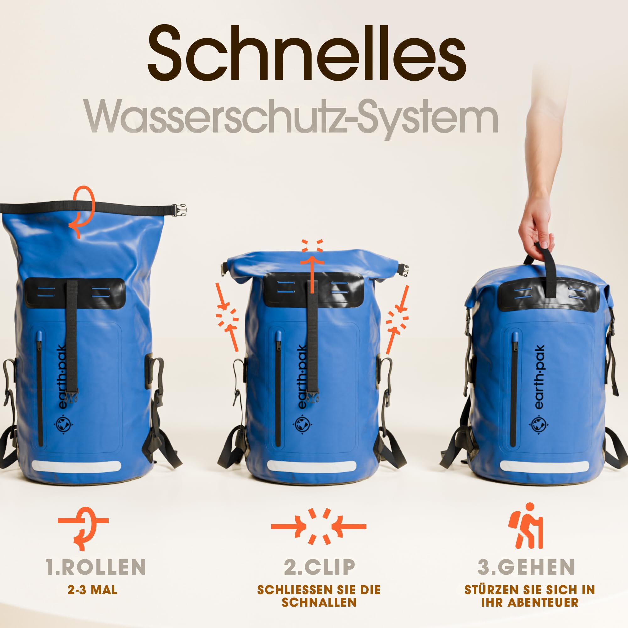 Wasserdichter Rucksack 55L - Rolltop Dry Bag - Kajak Angeln - Damen Herren 7