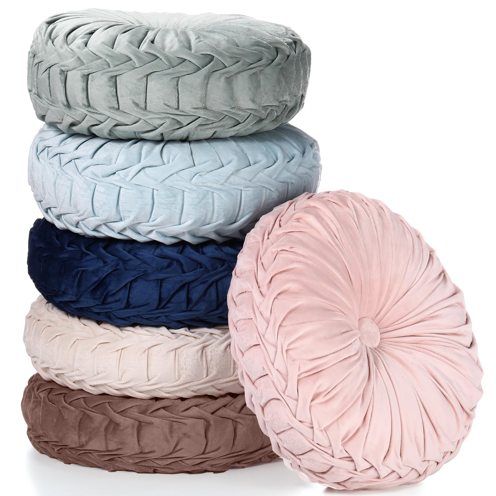 Photo 1 of Yerliker 6 Pcs Floor Pillow Cushions 15inch Round Velvet Throw Pillows Colorful Flexible Cushions Alternative Pillows for Couch Chair Home Office Classroom Decor(Boho Color)