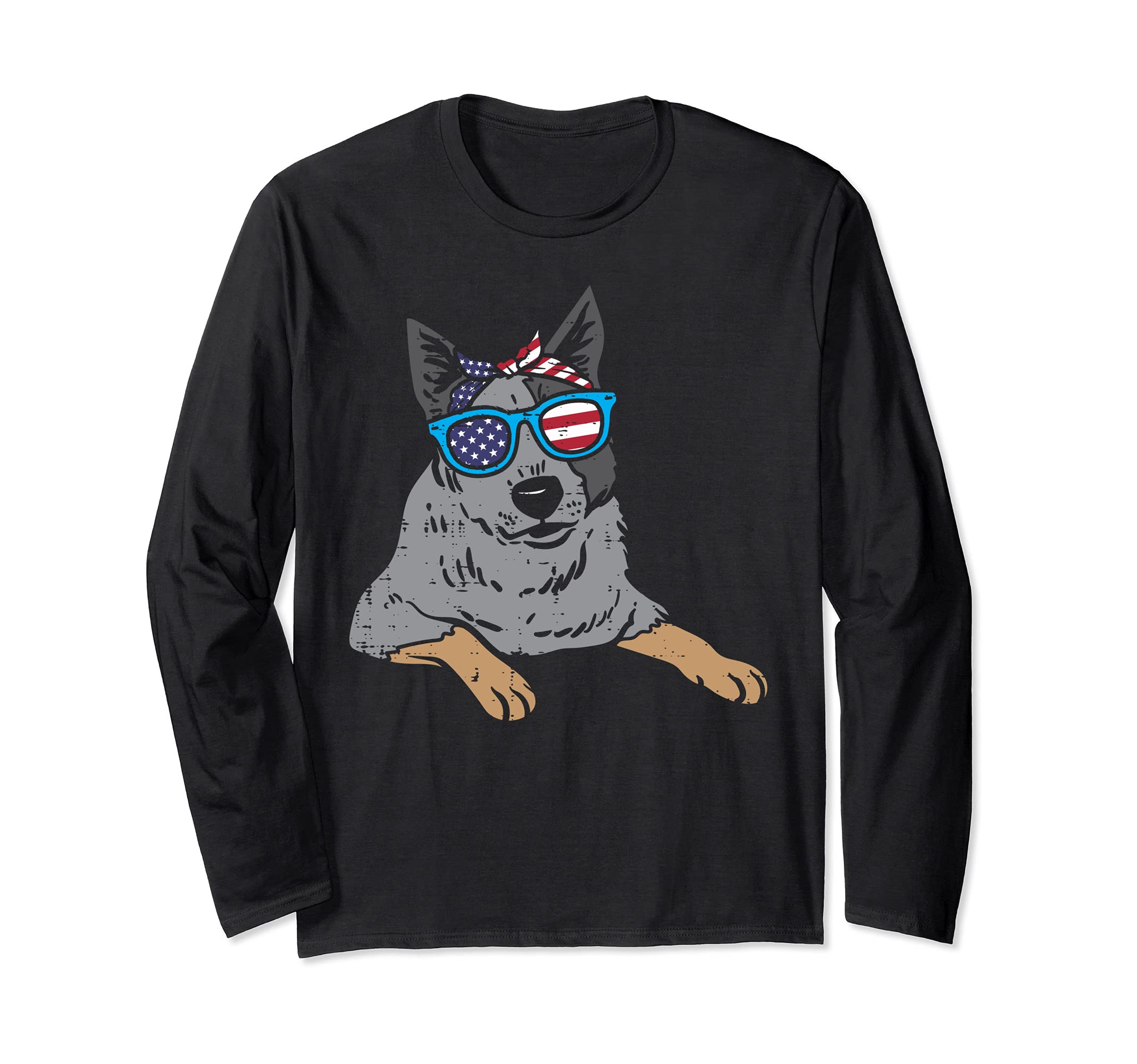 Bandana Heeler Cattle Dog American US 4th Of July Fourth Dog Long Sleeve T-Shirt