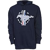 JH DESIGN GROUP Men's Ford Mustang Pullover Navy Blue Hoodie Sport Striped Sleeves