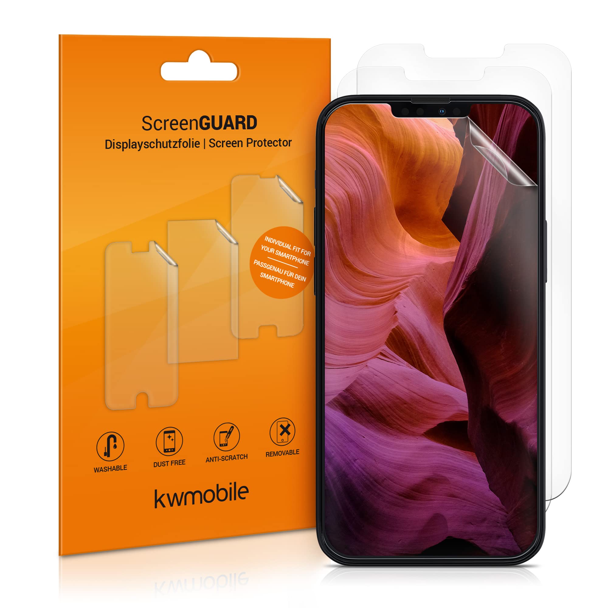 kwmobile Screen Protectors Compatible with Apple iPhone 17e / iPhone 16e / iPhone 14 / iPhone 13 Screen Protector - 3x Ultra-Clear Transparent Phone Films