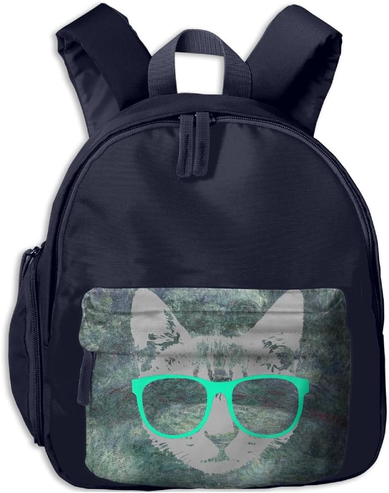 Unisex Baby Kid Music-cat-with-glasses Pre School Backpack School Bag Navy