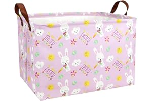 BOAMAU Large Rectangular Cute Kid Easter Basket Empty Bunny Eggs Easter Basket Gift Spring Room Storage Organizer Décor (Sun Cloud Rabbit Easter Egg)