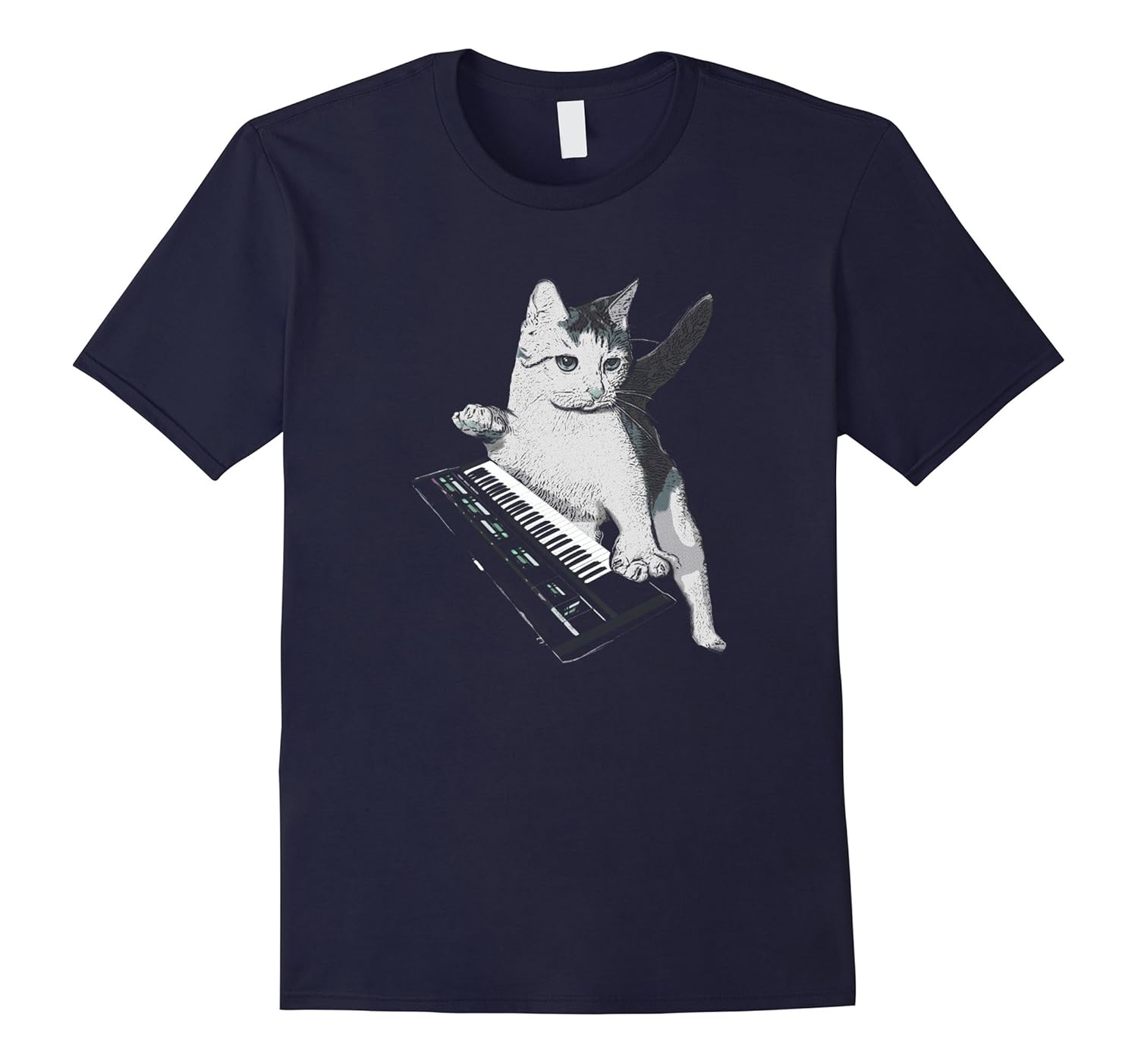 Cat Playing Synthesizer Tshirt Cool Musician Keyboard Synth