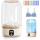Portable Washing Machine, 7000mAh Rechargeable Wireless Washer with 10 PCS Clothespins Deep Cleans Baby Clothes Underwear Socks Delicates 1.5L Mini Washer for Travel Camping Dorm RV Apartment (Khaki)
