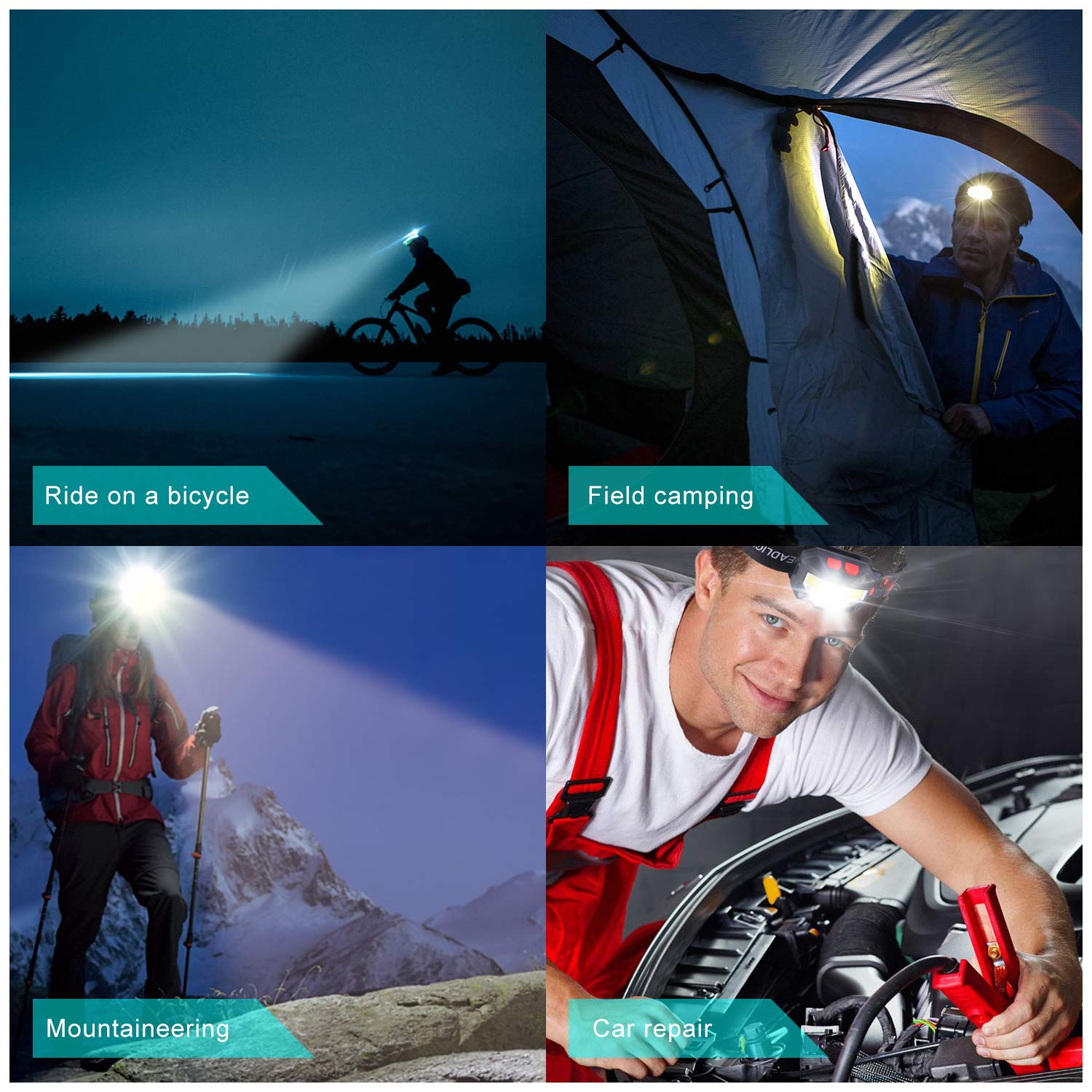 Rechargeable Headlamp - 800 Lumens Extra Bright Motion Sensor LED Headlamp Flashlight, Waterproof Head Lamp with 8 Lighting Modes&White Red Light - Running Camping Headlamp for Adults and Kids(2 Pack)