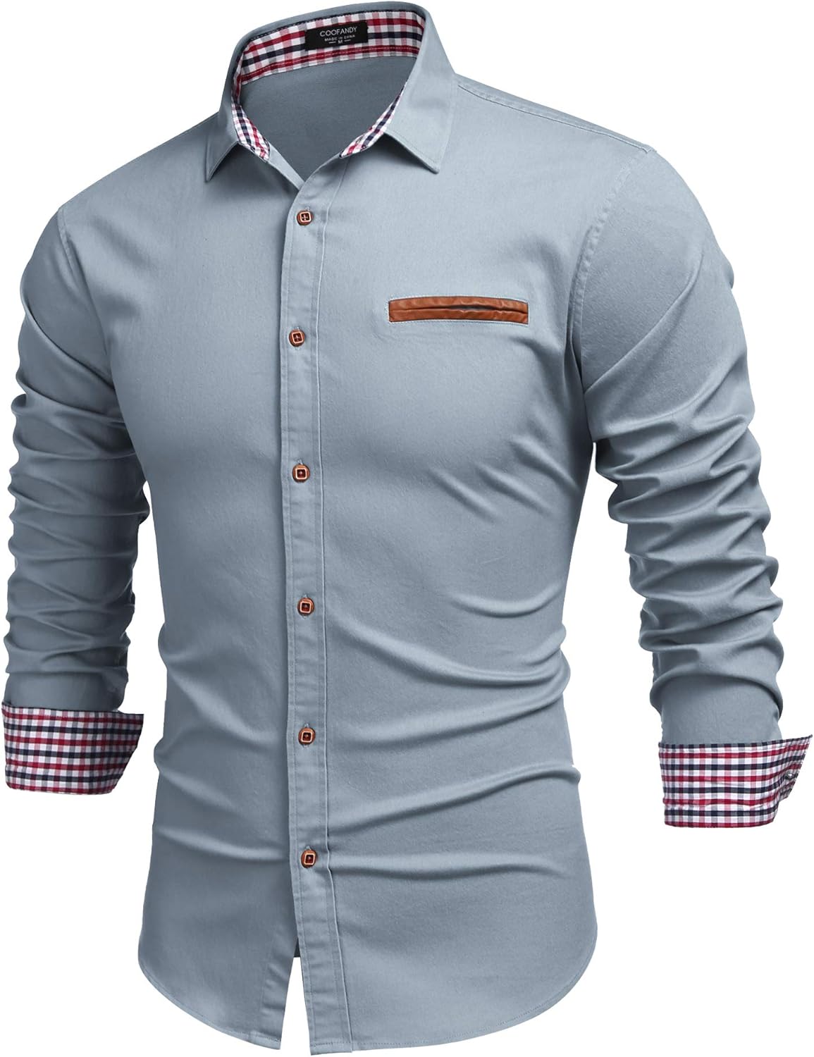 COOFANDY Men's Casual Dress Shirt Button Down Shirts Long-Sleeve Denim Work Shirt: Clothing