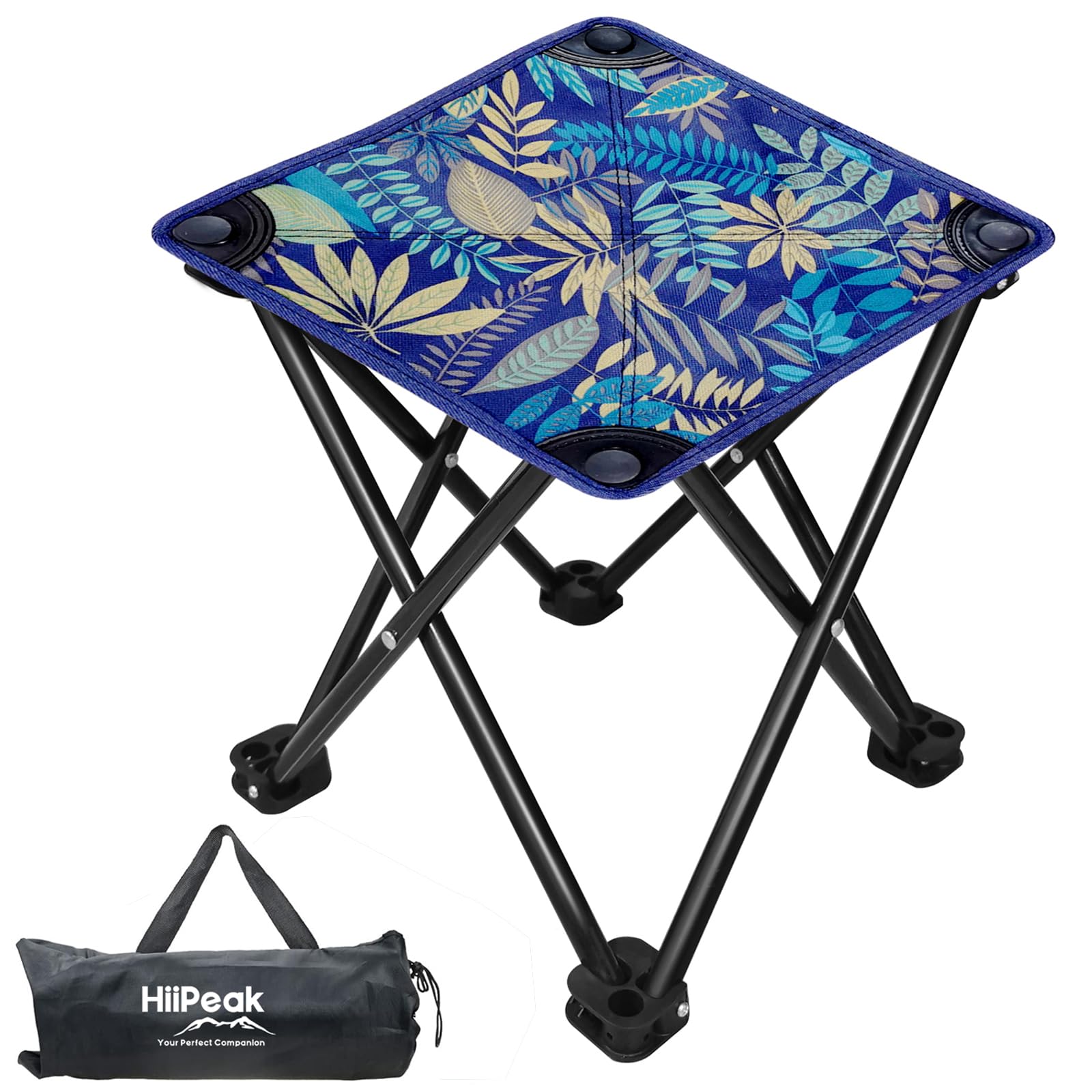 HiiPeak 29cm Portable Folding Camping Stool, Folding Stool, Lightweight Foldable Stool with carrying Bag & Waterproof Pocket, For Camping, Fishing, Hiking, Garden, BBQ, Picnic, Sketching (Black)