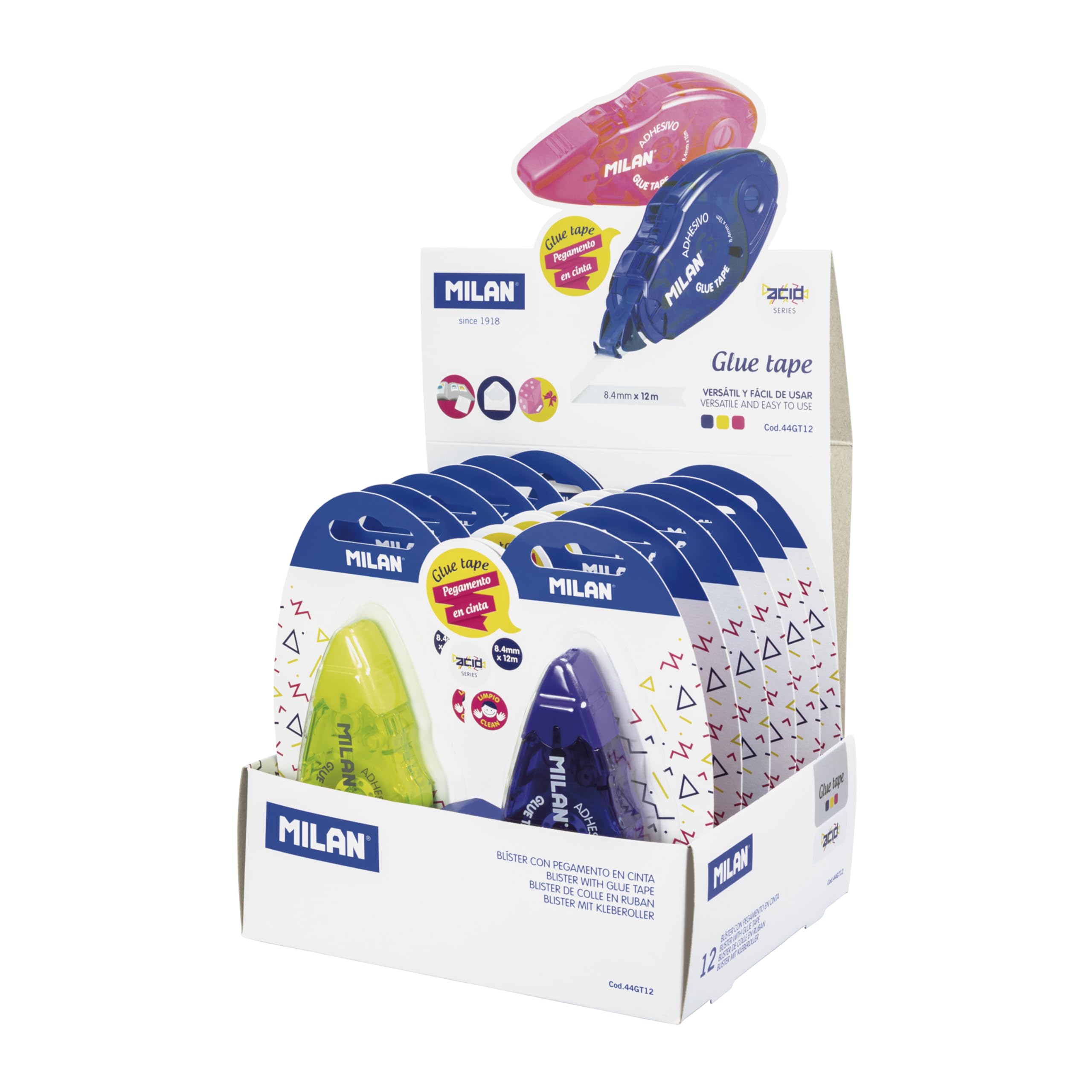 Milan Glue Cassette 8.4 mm X12Metros Exhibitor / 12 Units