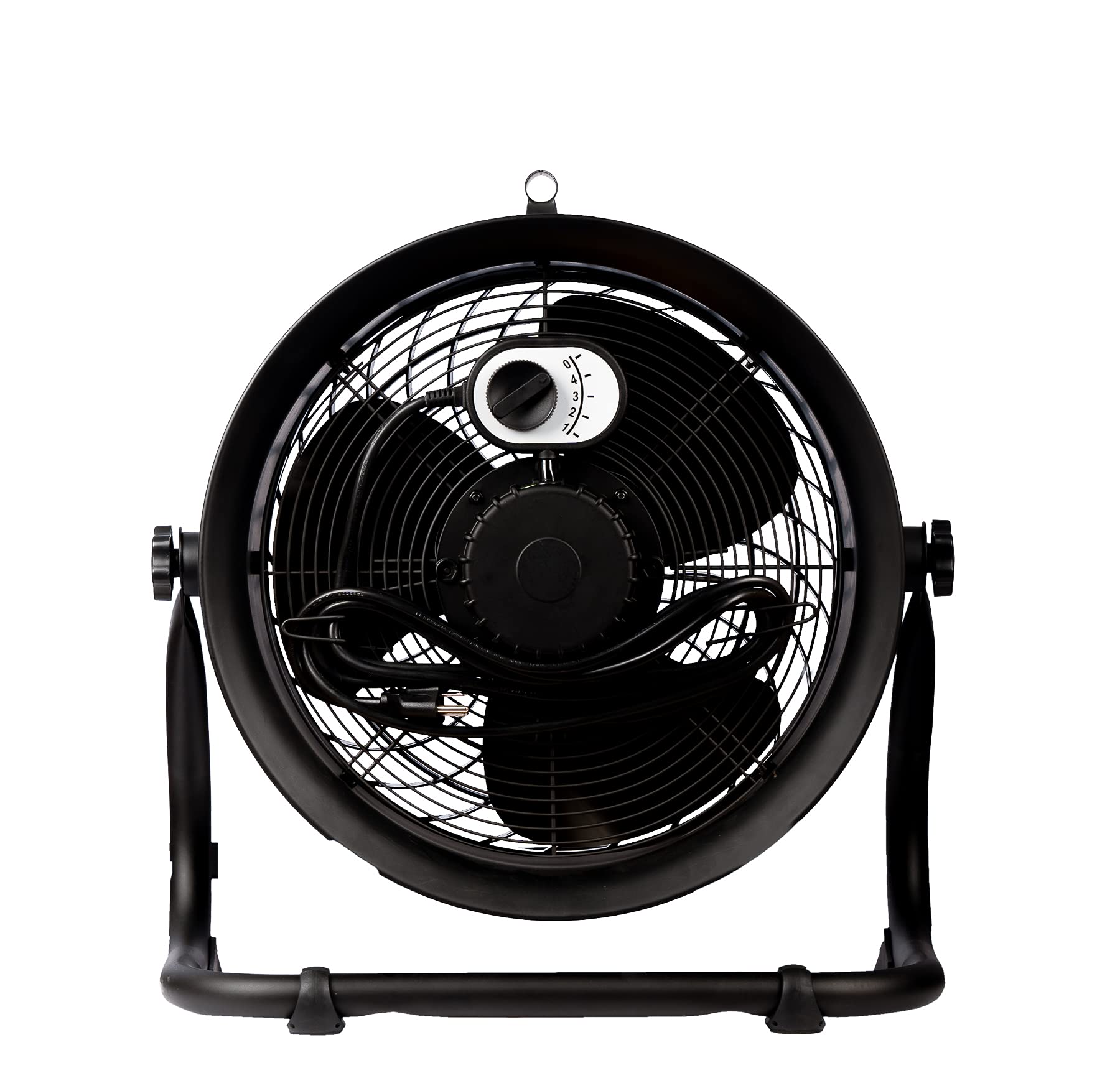 CATERPILLAR 14 inch Heavy Duty Industrial High Velocity Drum Air Circulator Utility Shop Floor Fan, 360 degree Pivoting Metal Drum Head, 2300 CFM, Dual Ball Bearing 4-speed Motor, BLACK