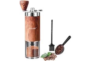 BAILIQI Manual Coffee Grinder, Stainless Steel Body Coffee Bean Grinder, Adjustable Ceramic Conical Mill,Foldable Handle Portable Coffee Grinders