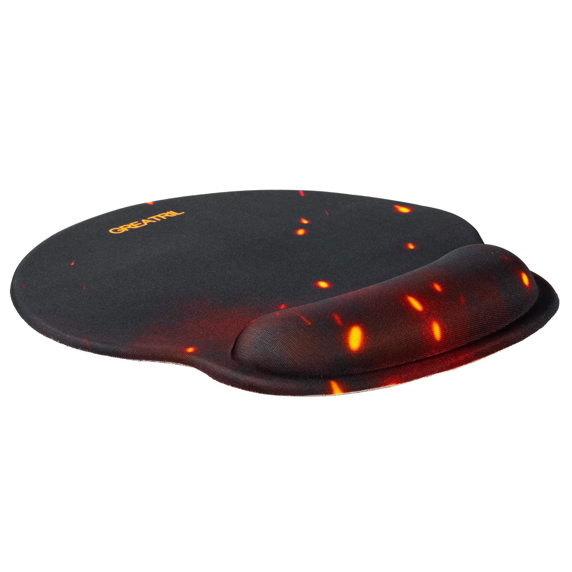 Mouse Pad with Wrist Rest Gel - Greatril Small Mouse Mat for Gaming Gamers Computer Home Office with Super Anti Slip PU Base Silicone Wrist Support 250 x 220 x 23mm Black/Red