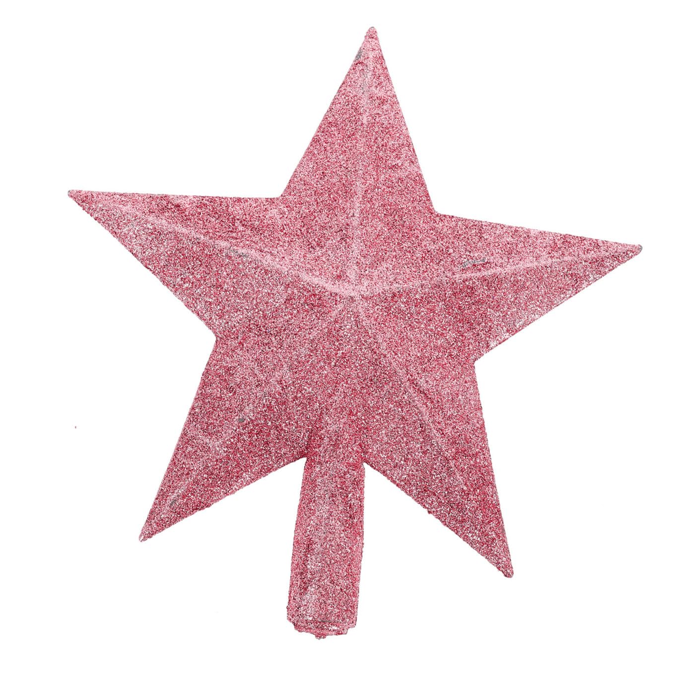 Amosfun 7.9" Glitter Star Christmas Tree Topper Holiday Christmas Tree Decorations Ornaments (Pink)