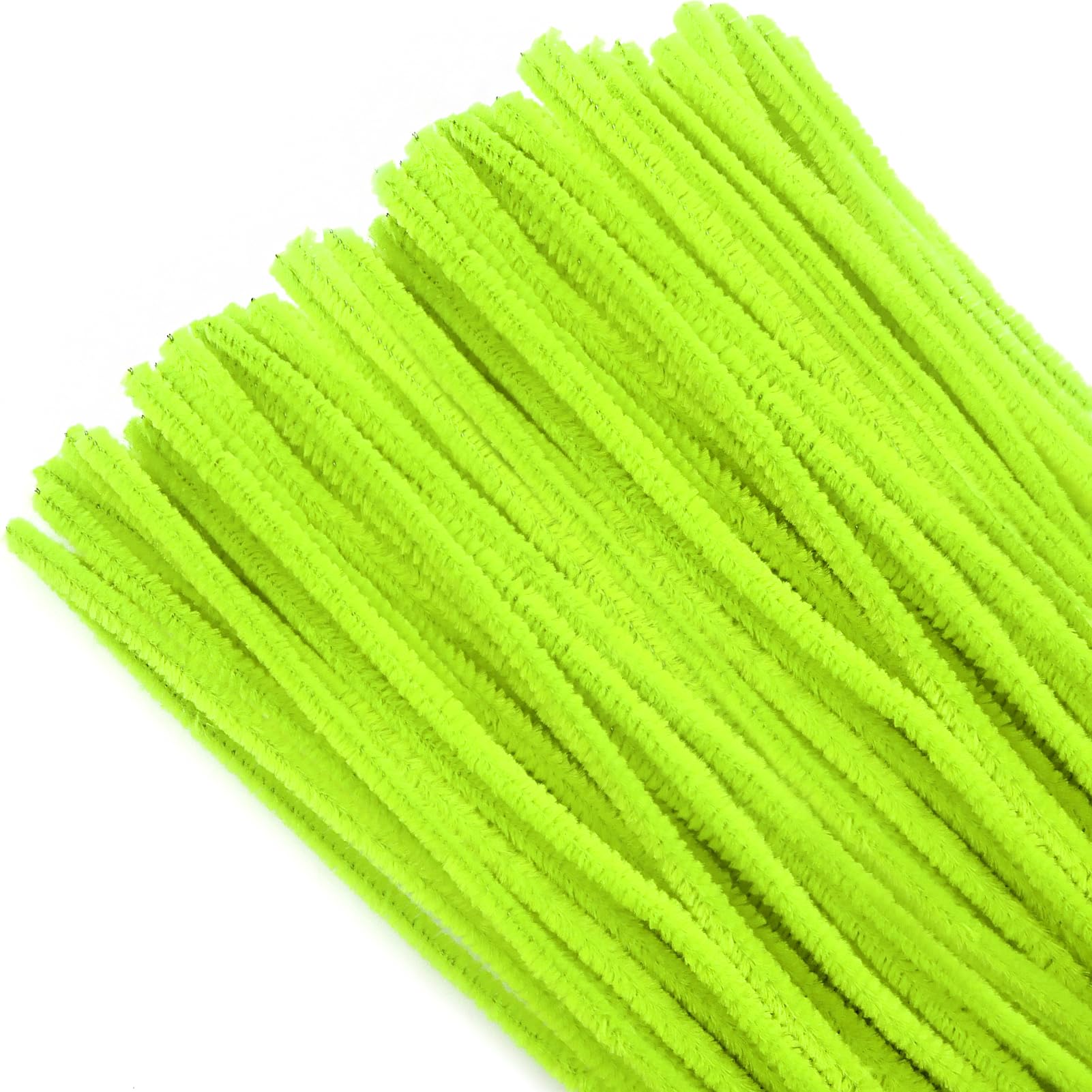 TOAOB 100pcs Fluorescent Yellow Pipe Cleaners for Craft 30cm Long Chenille Stem 6mm Thick Fuzzy Sticks Craft Supplies for DIY Flowers Projects Home Decorations