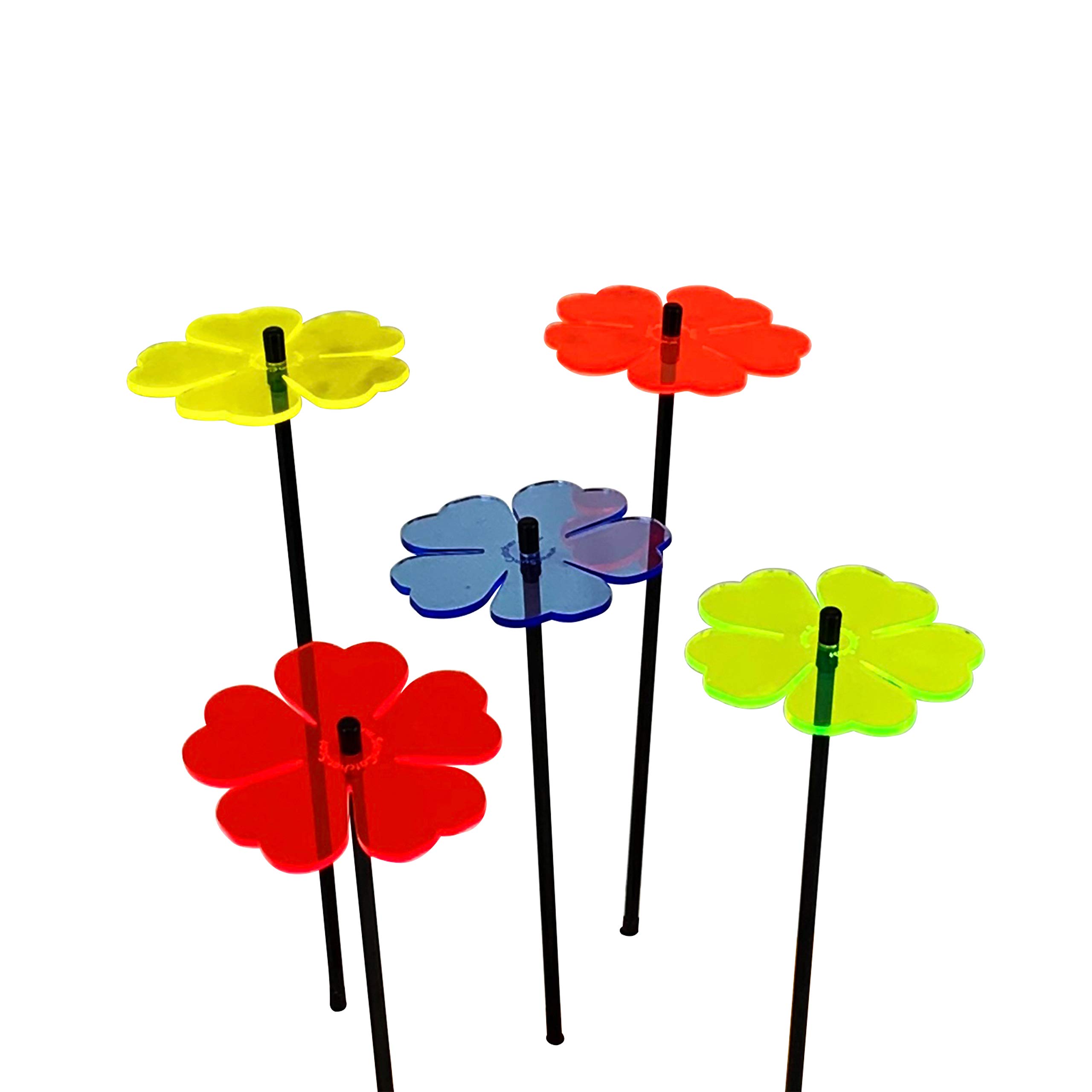 SunCatcher Garden Decor Vibrant Double Blossoms Set of 5 Glowing Garden Stakes, 50cm,19.7inch high Outdoor Yard Accessory, Gift for Gardener, Colour:mixed colours