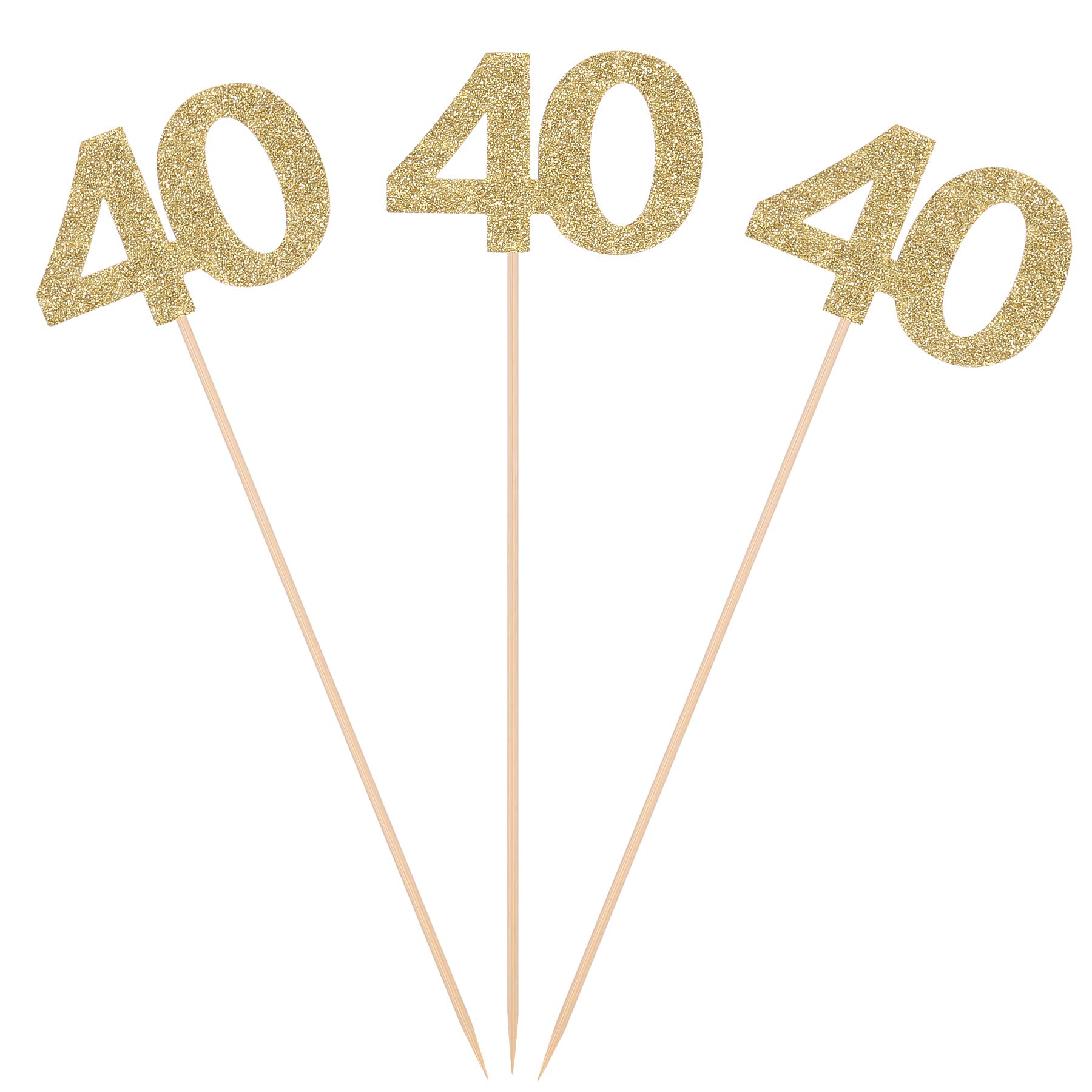 Photo 1 of Pack of 10 Gold Glitter 40th Birthday Centerpiece Sticks Number 40 Table Topper Anniversary Pary Decorations