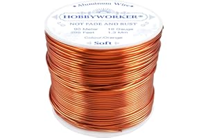 HOBBYWORKER 16 Gauge 295FT Aluminum Wire, Metal Armature Wire Engraving Line Can Be Bent, Used for Jewelry Crafts Skeleton Floral Model Making (1.3mm-90m Orange)