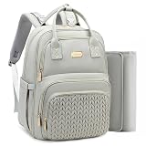 Diaper Bag Backpack - Large Multi functional, Boys, Girls & Baby Travel Essentials Tote with Changing Pad, Insulated Pockets, Stroller Straps, Waterproof - Baby Backpack for Mom & Maternity (Gray)
