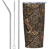 Qwalnely Camo Tumbler 20 OZ with Lid and Straw, Insulated Tumbler Cup Mug, Hunting Gifts for Men Women