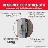 Bullfix Hook Heavy Duty Picture Wall Hooks 50kg Pack 10 Frames Plasterboard view 2