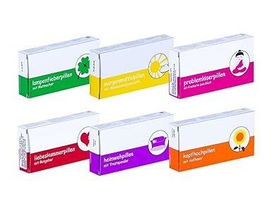 Liebeskummerpillen - Pillenset gegen Alltagsbeschwerden (Liebeskummerpillen, Problemlösepillen, Kopf-hoch-Pillen, Morgenmuffe