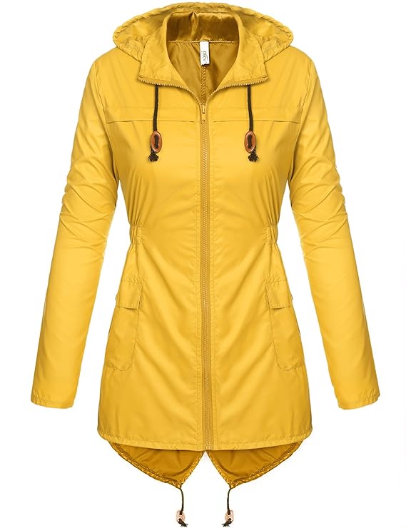 Trudge Damen Regenjacke Windjacke Regenmantel Regenparka Übergangsjacke Vier Jahreszeiten Funktionsjacke TascheWasserdicht At