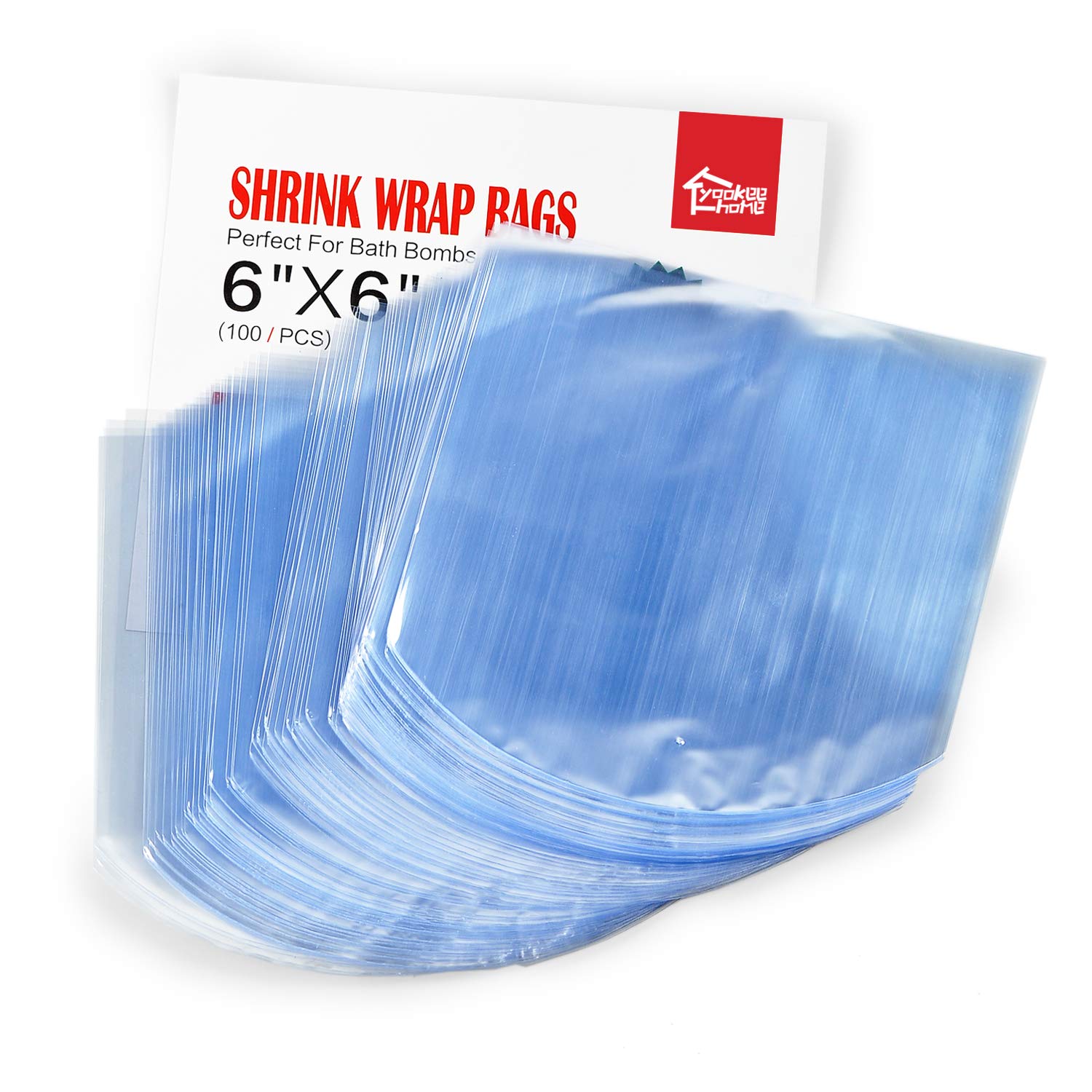 100 PCS 6" x 6" Round End Heat Shrink Wrap Bags for Bath Bombs, Gift